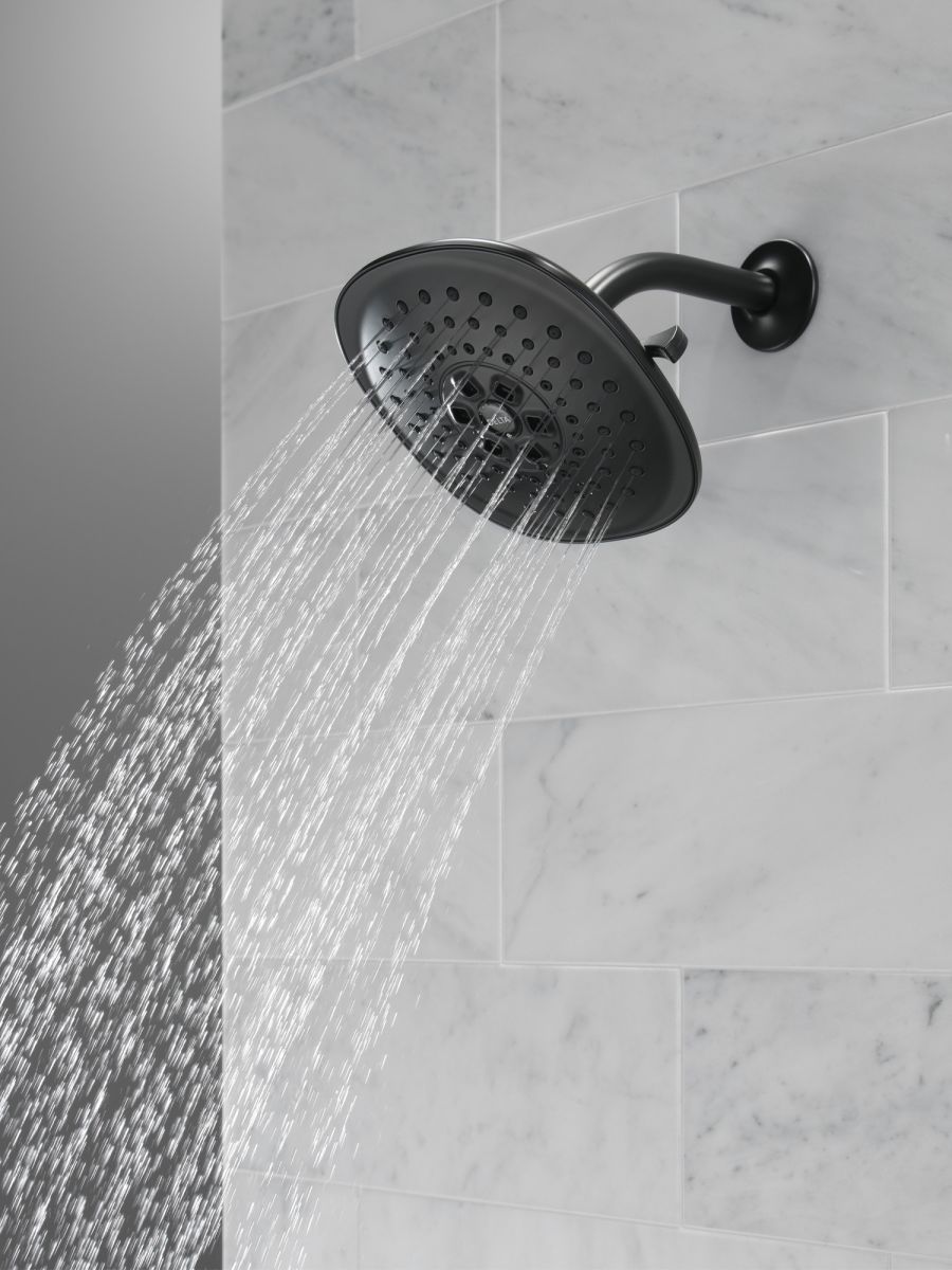 DELTA Universal Showering Components H2Okinetic(R) 3-Setting Raincan Shower Head — Matte Black
