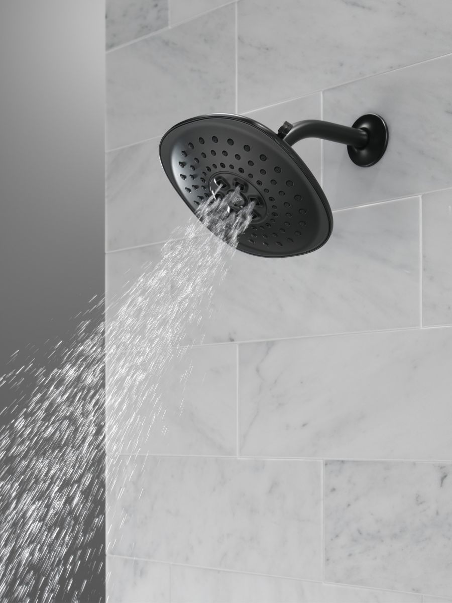 DELTA Universal Showering Components H2Okinetic(R) 3-Setting Raincan Shower Head — Matte Black