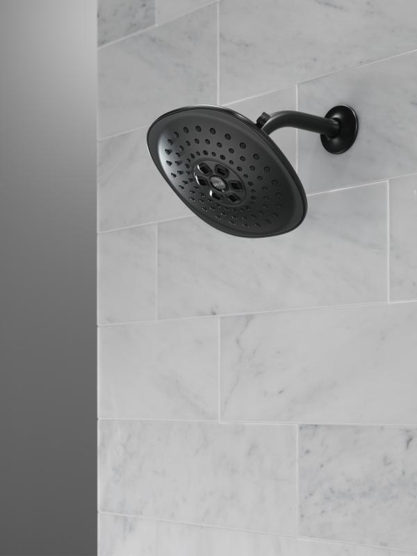 DELTA Universal Showering Components H2Okinetic(R) 3-Setting Raincan Shower Head — Matte Black