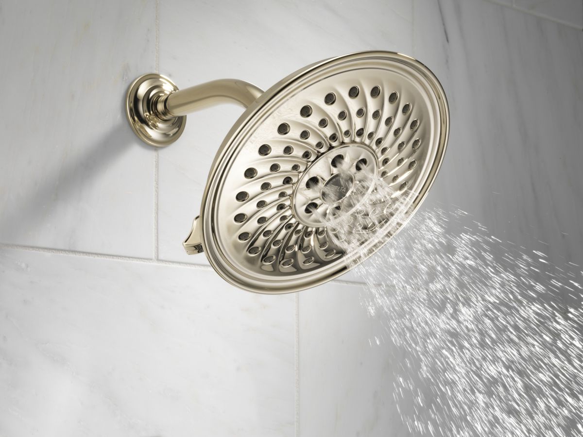 DELTA Universal Showering Components H2OKINETIC 3-Setting Raincan Shower Head — Polished Nickel