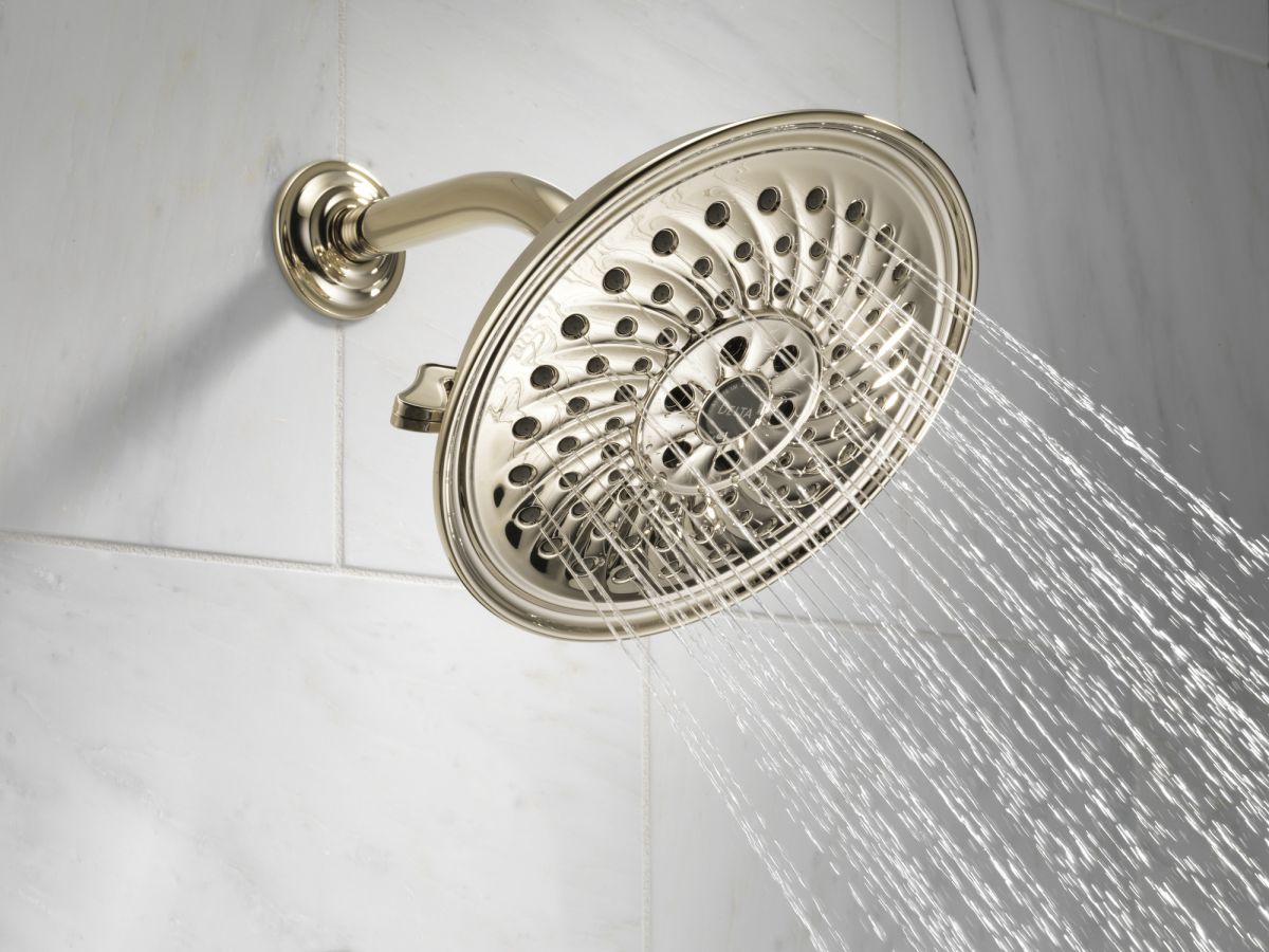 DELTA Universal Showering Components H2OKINETIC 3-Setting Raincan Shower Head — Polished Nickel