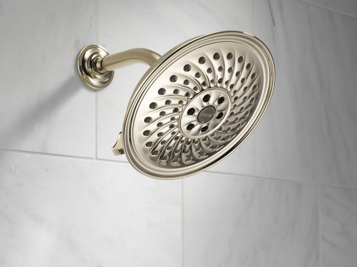 DELTA Universal Showering Components H2OKINETIC 3-Setting Raincan Shower Head — Polished Nickel