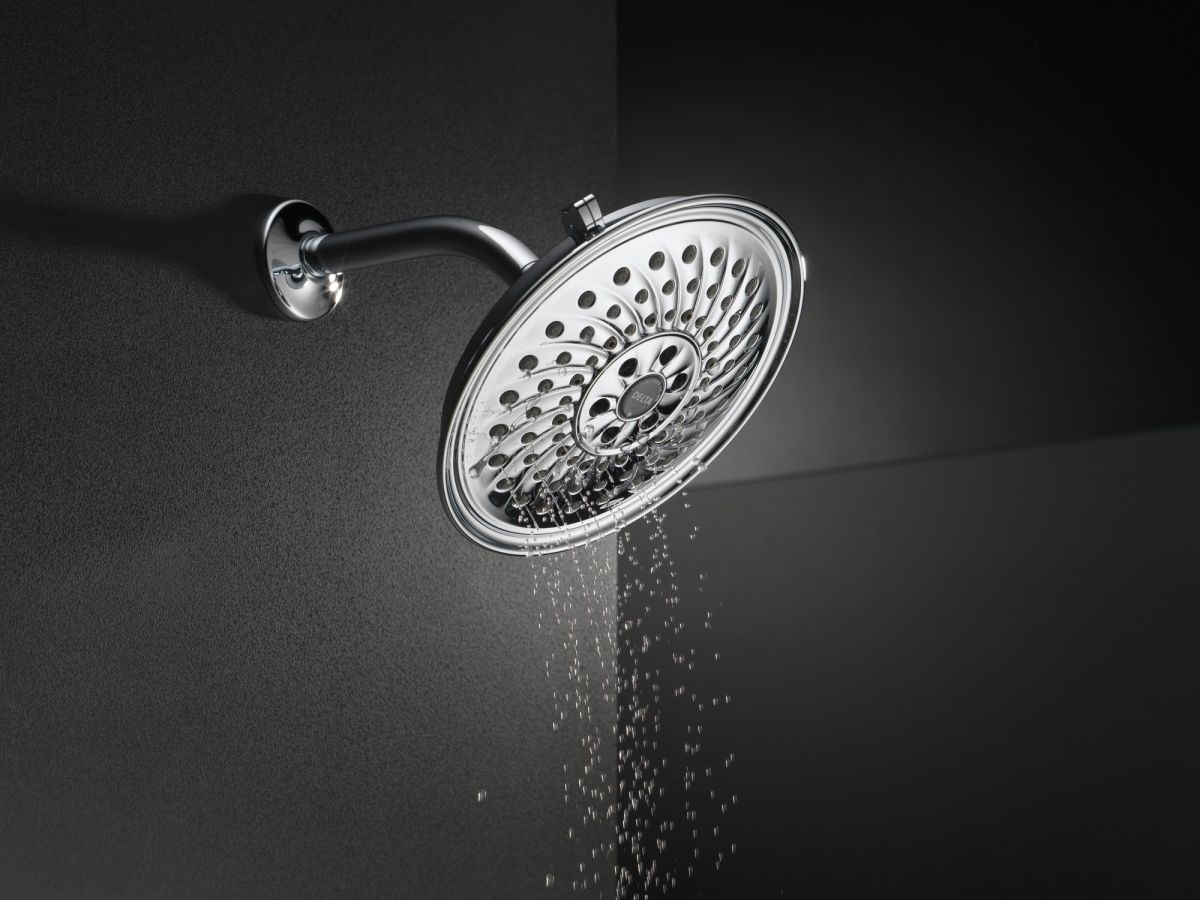 DELTA Universal Showering Components H2OKINETIC 3-Setting Raincan Shower Head — Chrome