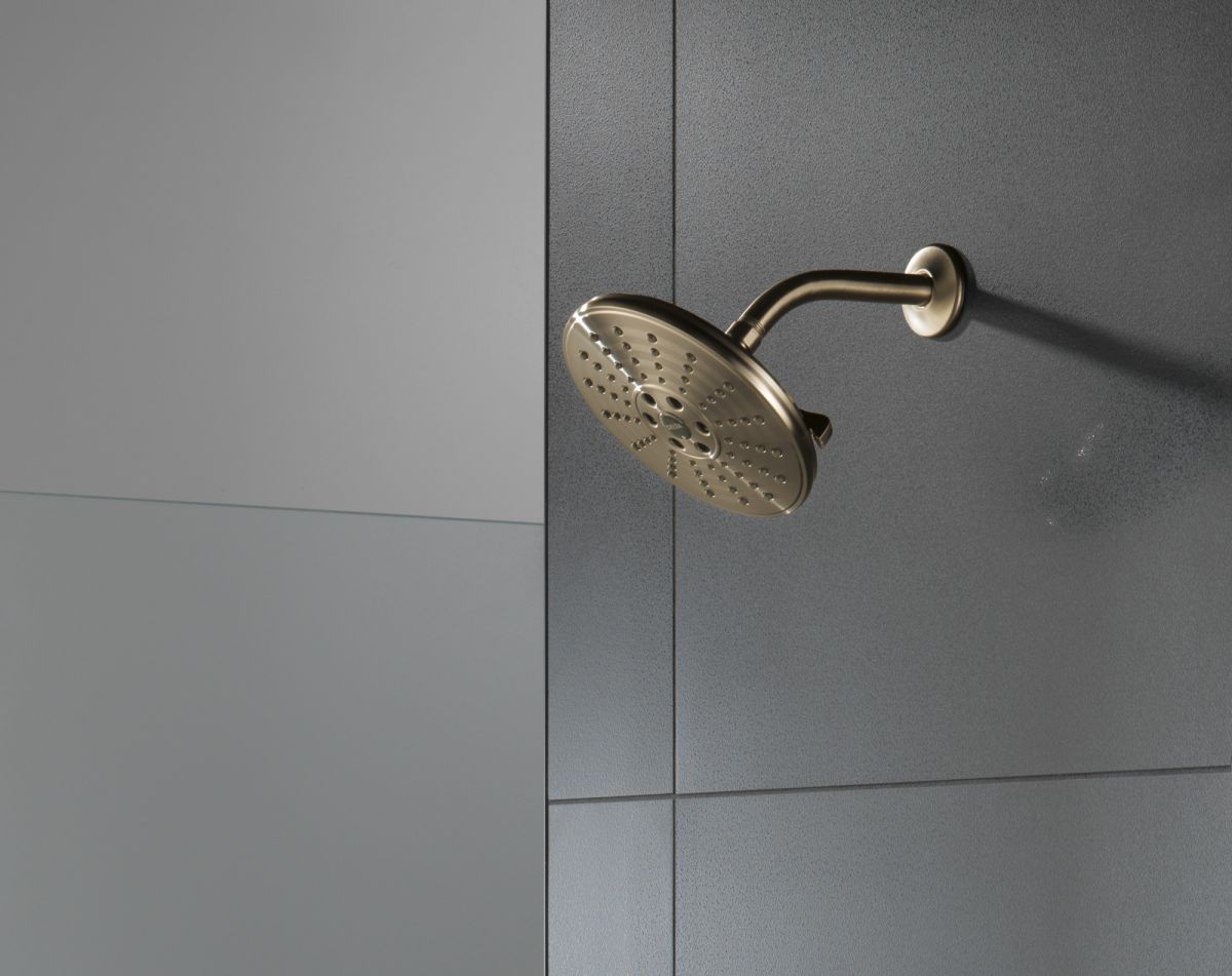DELTA Universal Showering Components H2OKINETIC 3-Setting Raincan Shower Head — Lumicoat® Champagne Bronze