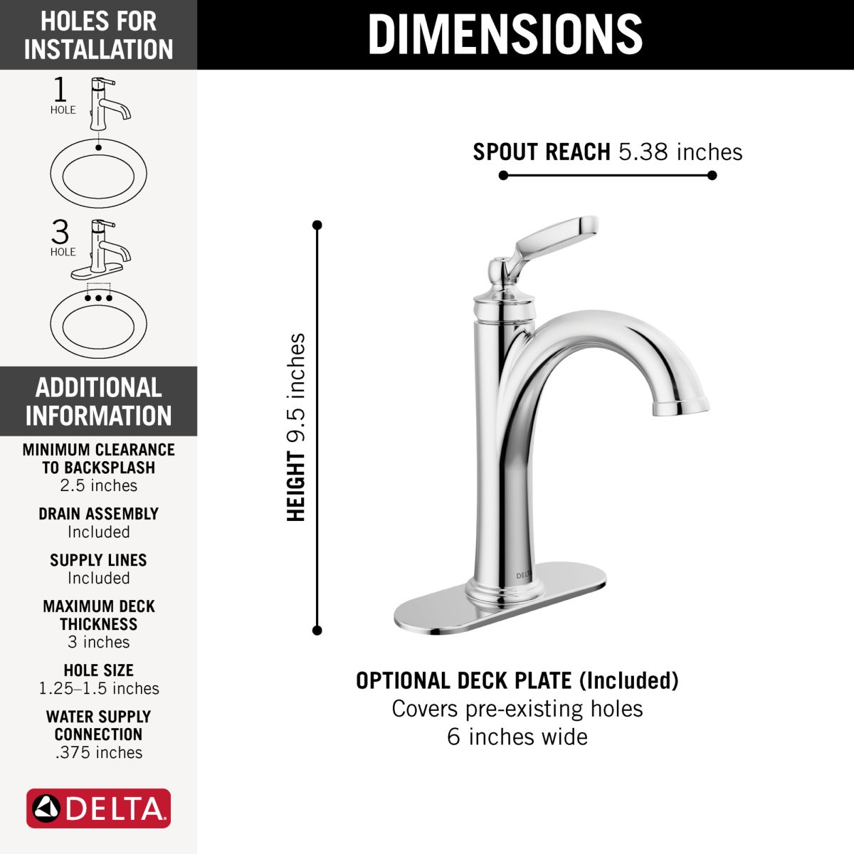DELTA Woodhurst Single Handle Bathroom Faucet — Chrome