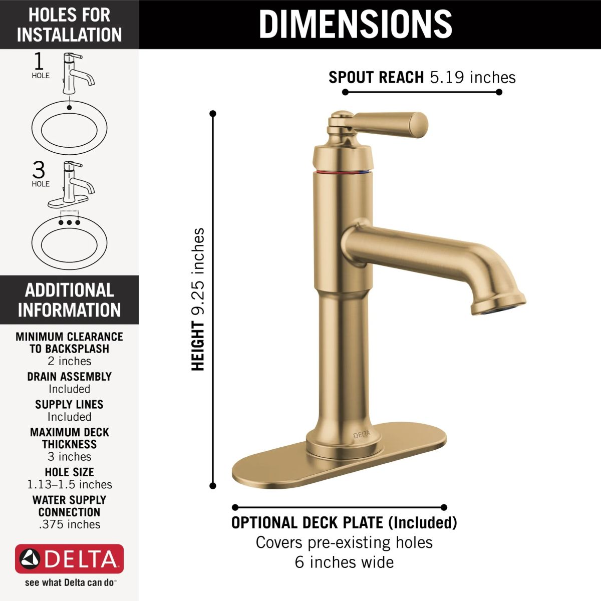 DELTA Saylor Single Handle Bathroom Faucet — Champagne Bronze
