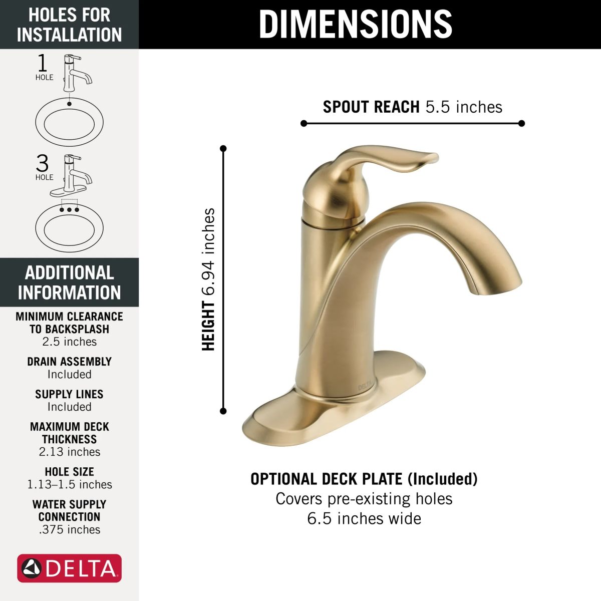 DELTA Lahara Single Handle Bathroom Faucet — Champagne Bronze