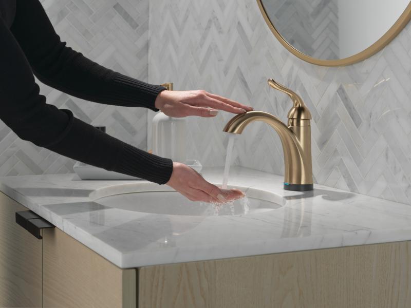 DELTA Lahara Touch2O Bathroom Faucet with Touchless Technology — Champagne Bronze
