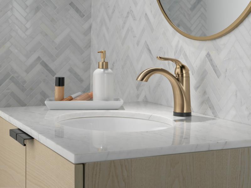 DELTA Lahara Touch2O Bathroom Faucet with Touchless Technology — Champagne Bronze