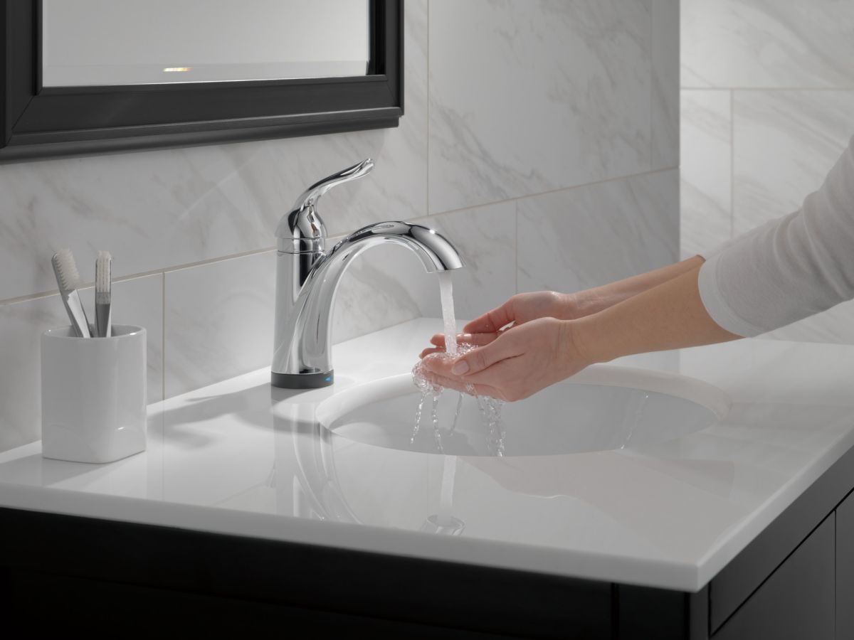 DELTA Lahara Touch2O Bathroom Faucet with Touchless Technology — Chrome