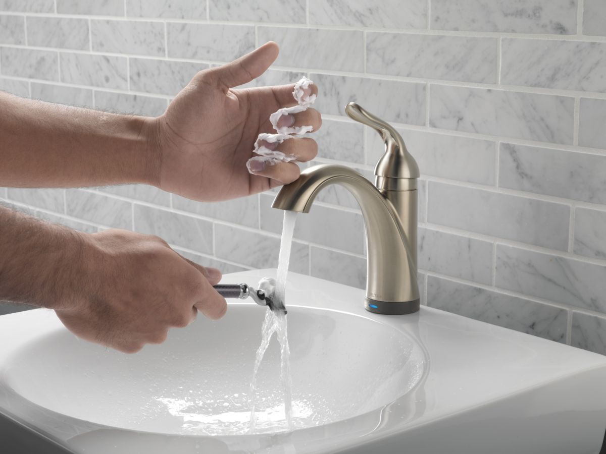 DELTA Lahara Touch2O Bathroom Faucet with Touchless Technology — Stainless