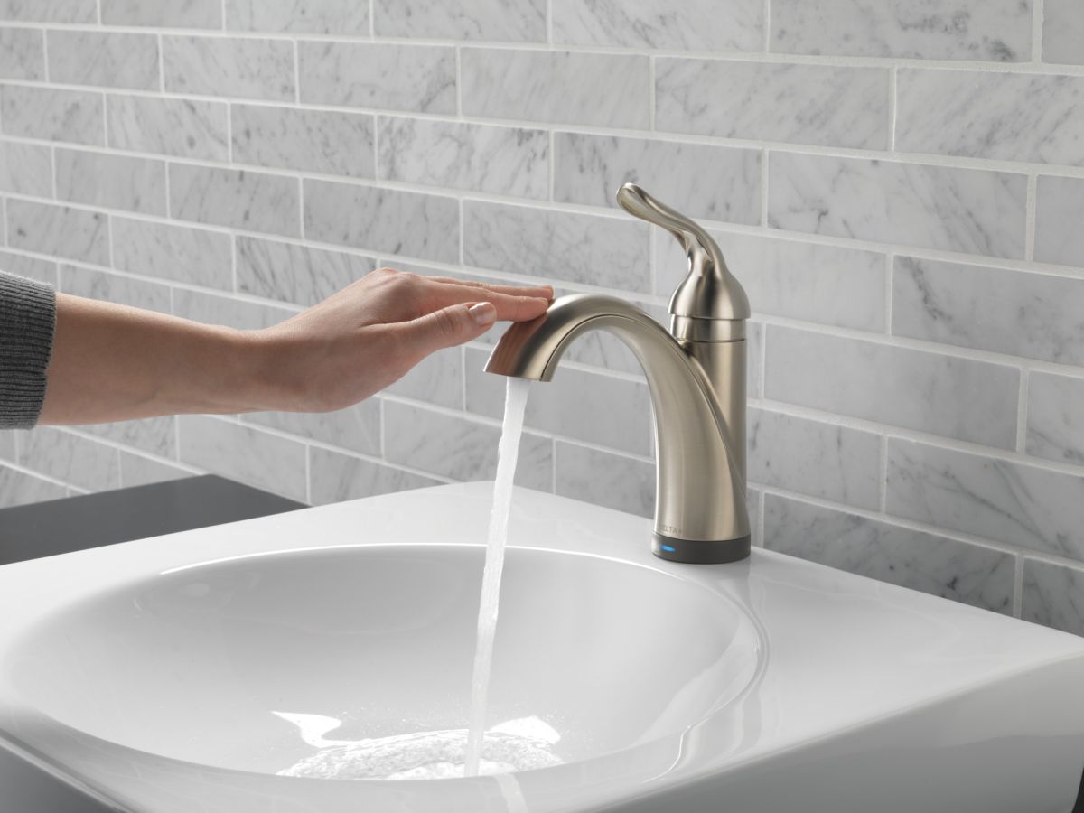 DELTA Lahara Touch2O Bathroom Faucet with Touchless Technology — Stainless