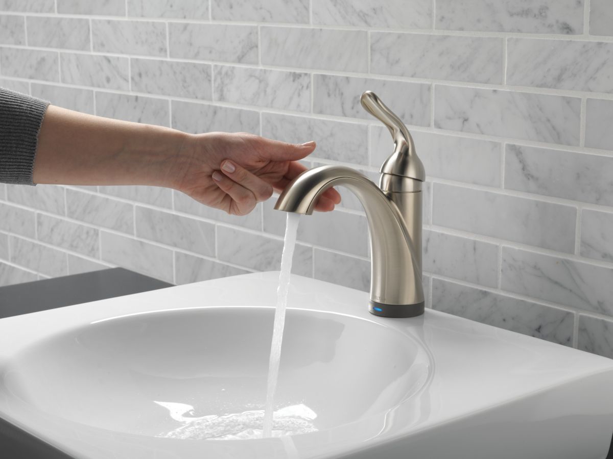 DELTA Lahara Touch2O Bathroom Faucet with Touchless Technology — Stainless