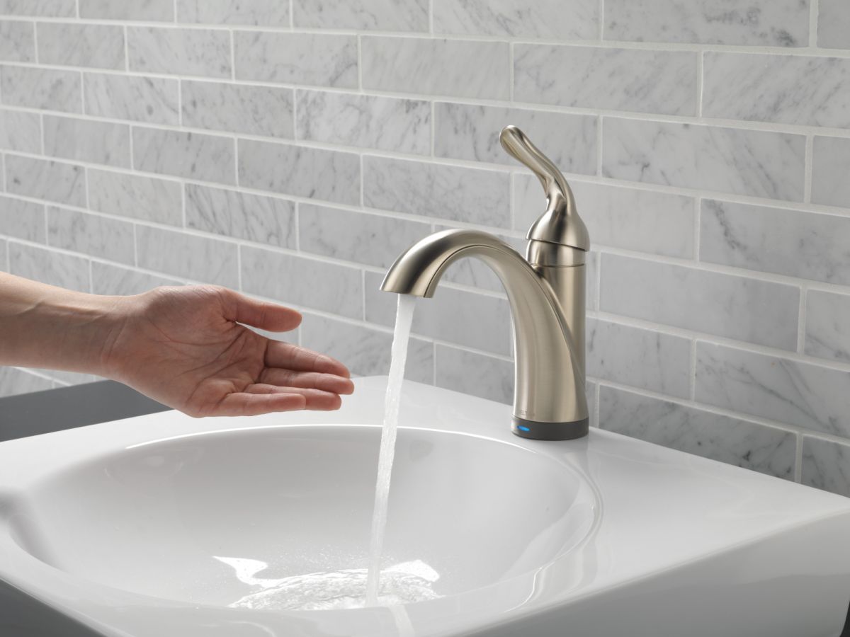 DELTA Lahara Touch2O Bathroom Faucet with Touchless Technology — Stainless