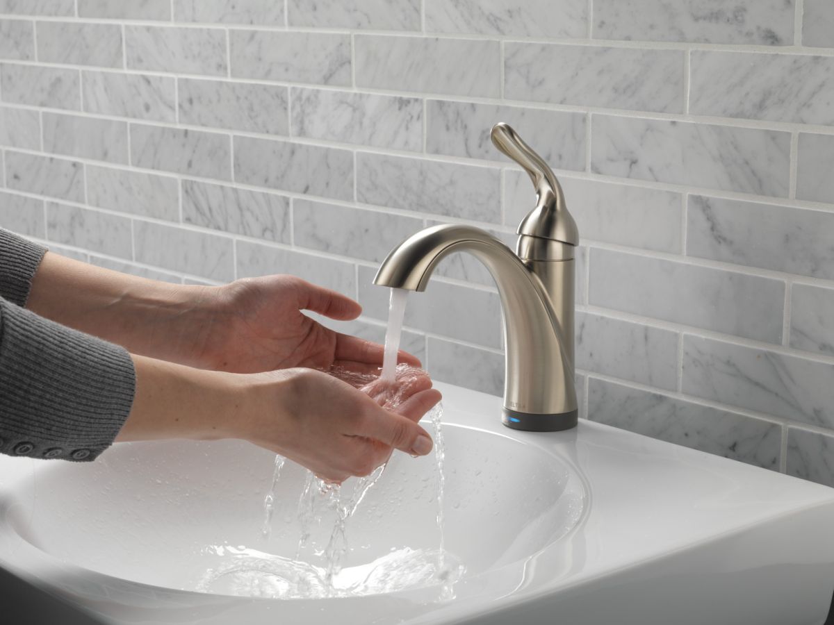 DELTA Lahara Touch2O Bathroom Faucet with Touchless Technology — Stainless