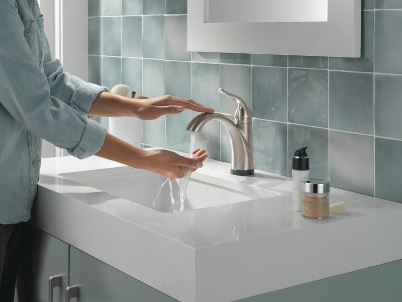 DELTA Lahara Touch2O Bathroom Faucet with Touchless Technology — Stainless