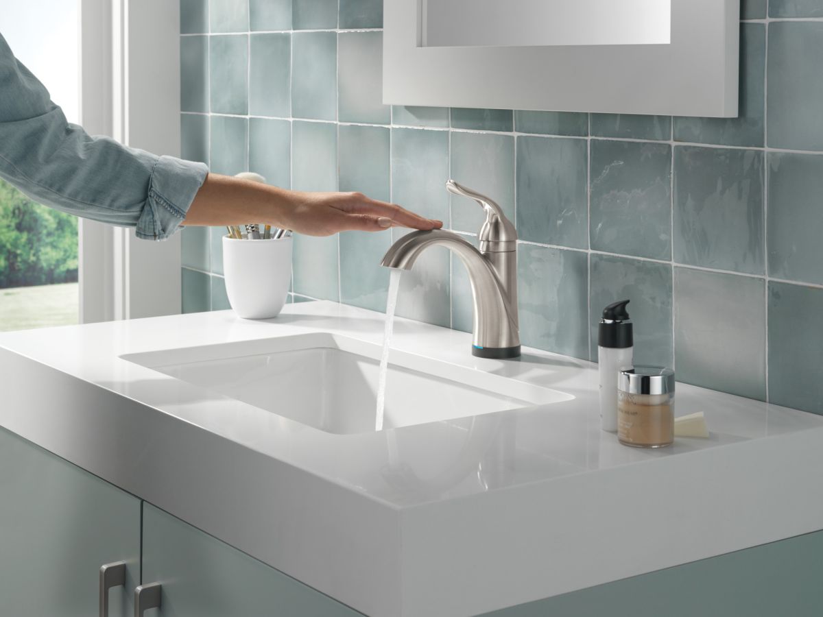 DELTA Lahara Touch2O Bathroom Faucet with Touchless Technology — Stainless