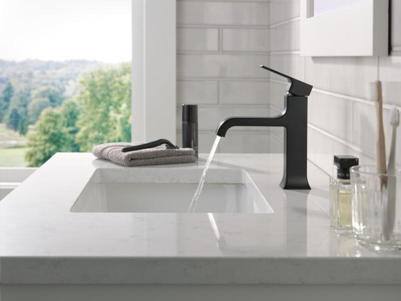 DELTA Velum Single Handle Bathroom Faucet — Matte Black