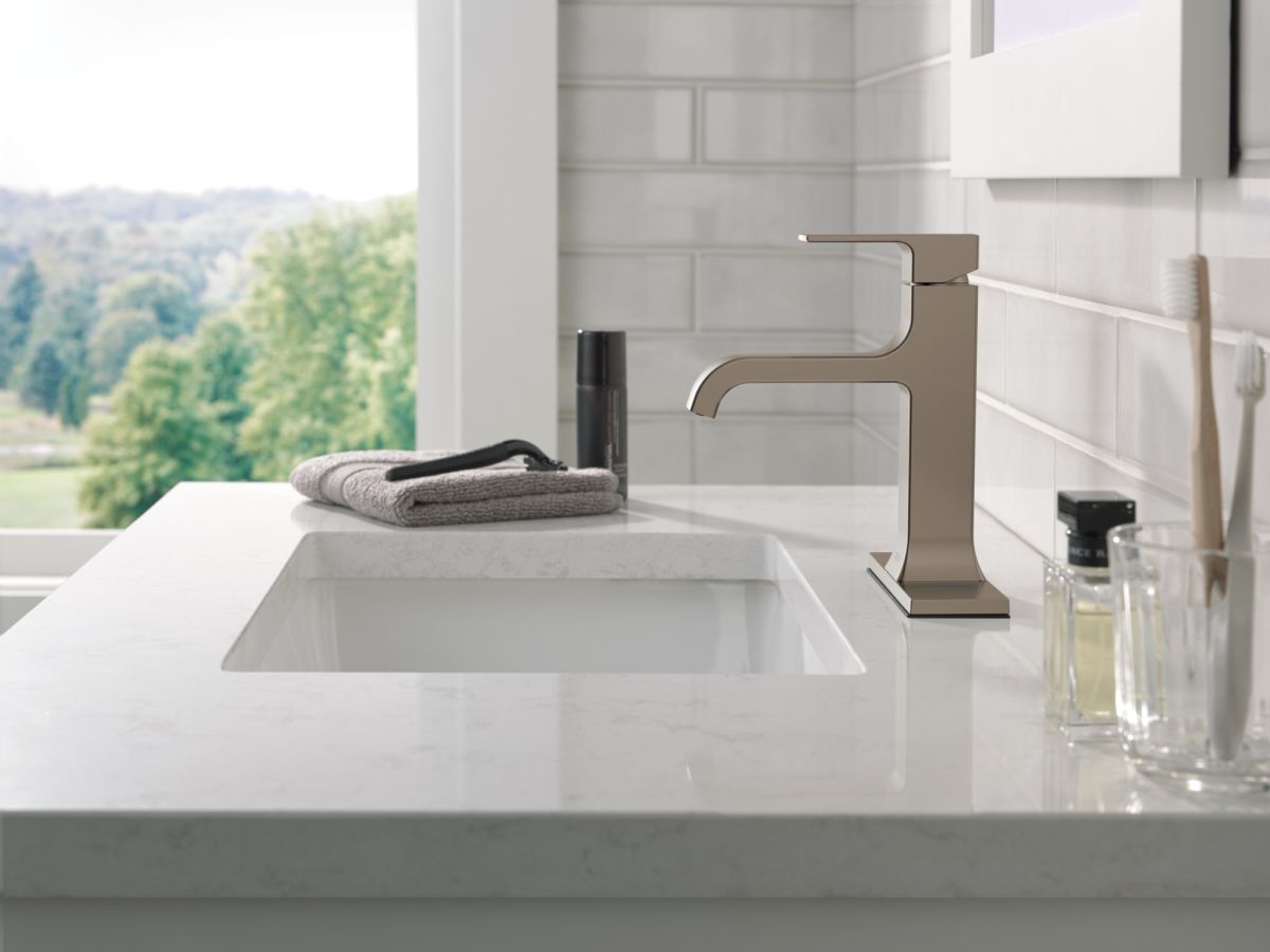 DELTA Velum Single Handle Bathroom Faucet — Stainless