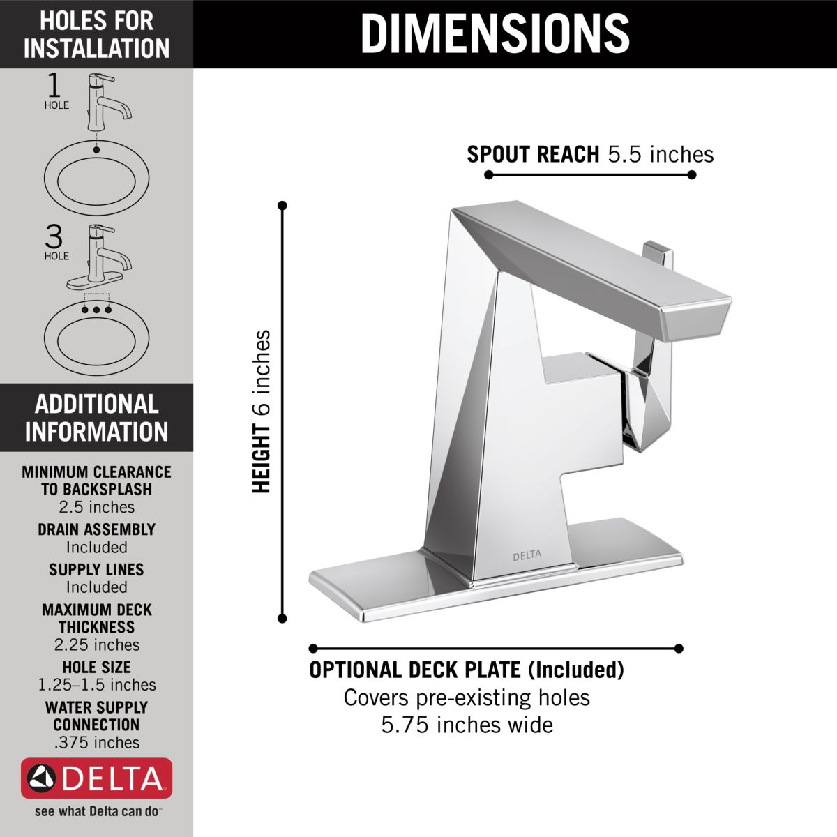 DELTA Trillian Single Handle Bathroom Faucet — Lumicoat® Chrome