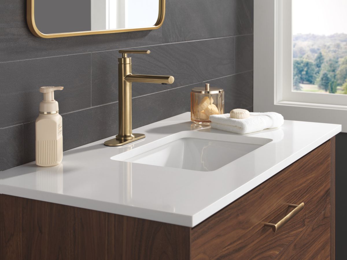 DELTA Altado Single Handle Bathroom Faucet — Champagne Bronze