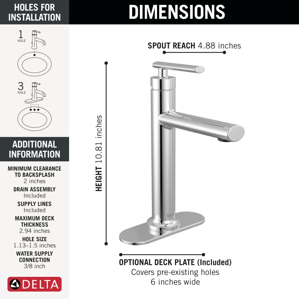 DELTA Altado Single Handle Bathroom Faucet — Chrome