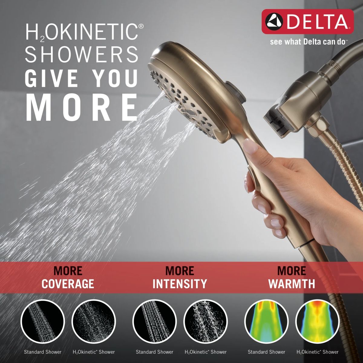 DELTA Universal Showering Components 7-Setting SureDock Magnetic Hand Shower — Champagne Bronze