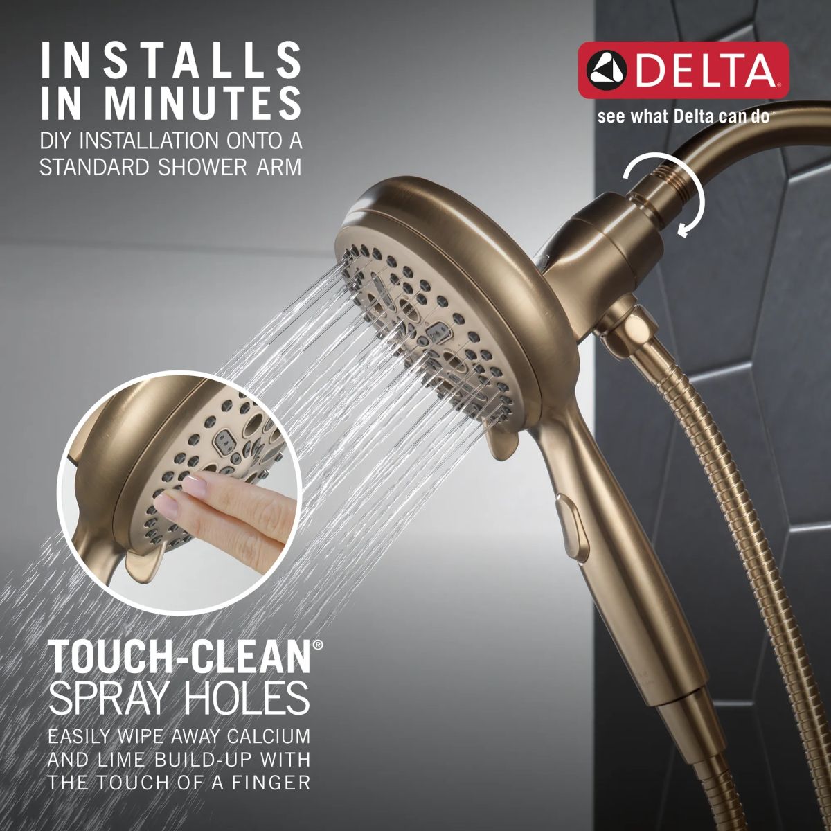 DELTA Universal Showering Components 7-Setting SureDock Magnetic Hand Shower — Champagne Bronze