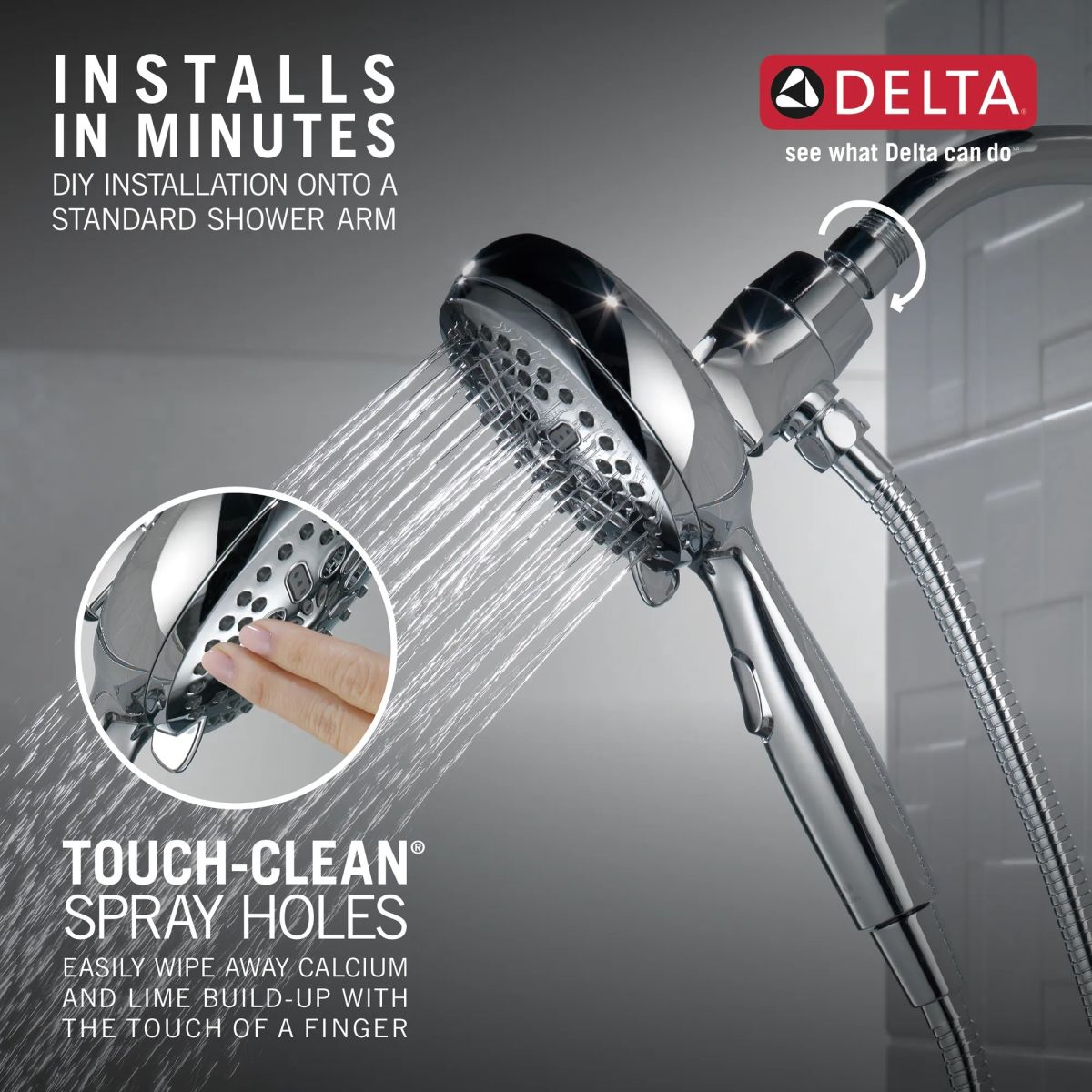 DELTA Universal Showering Components 7-Setting SureDock Magnetic Hand Shower — Chrome