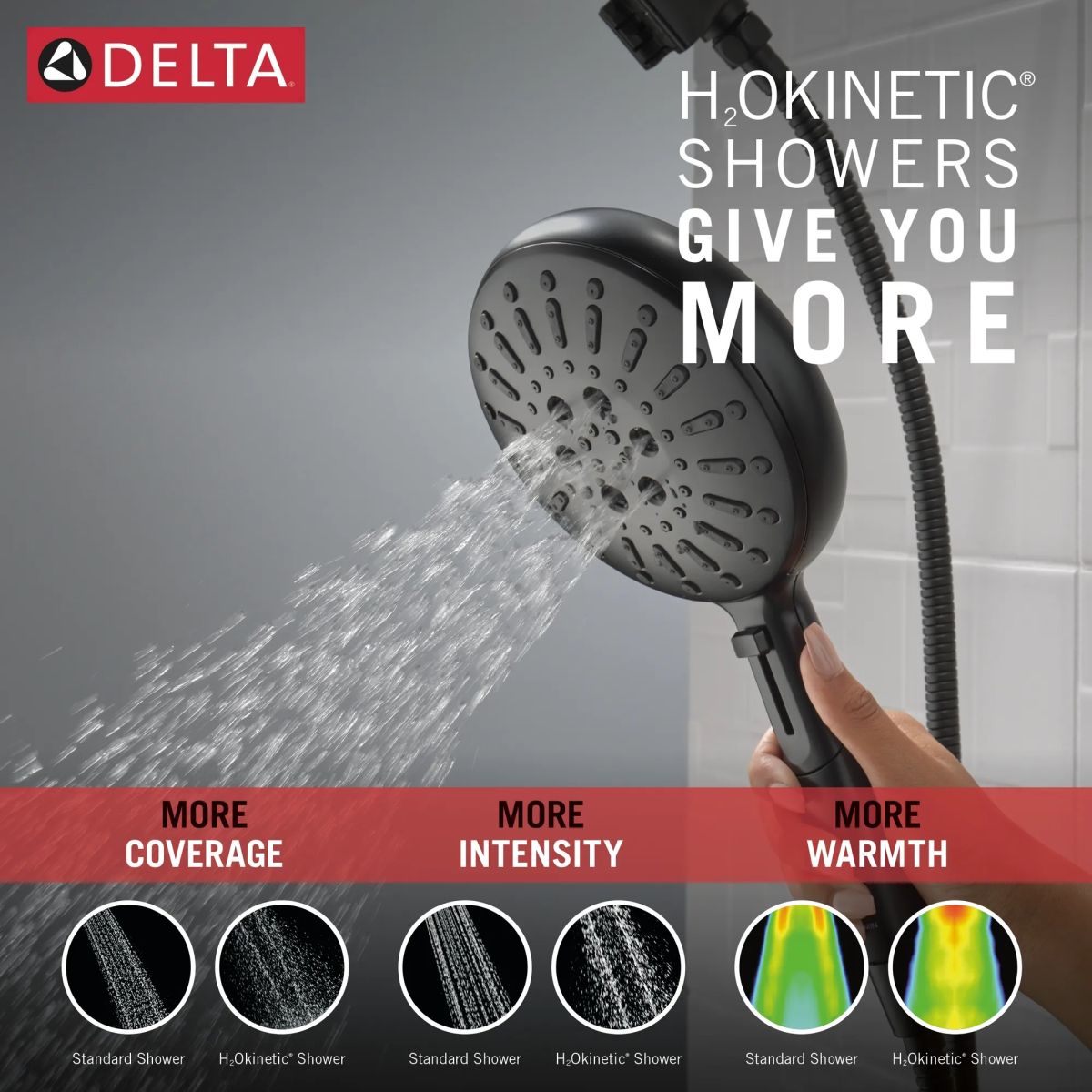 DELTA Universal Showering Components 7-Setting SureDock Magnetic Hand Shower — Matte Black