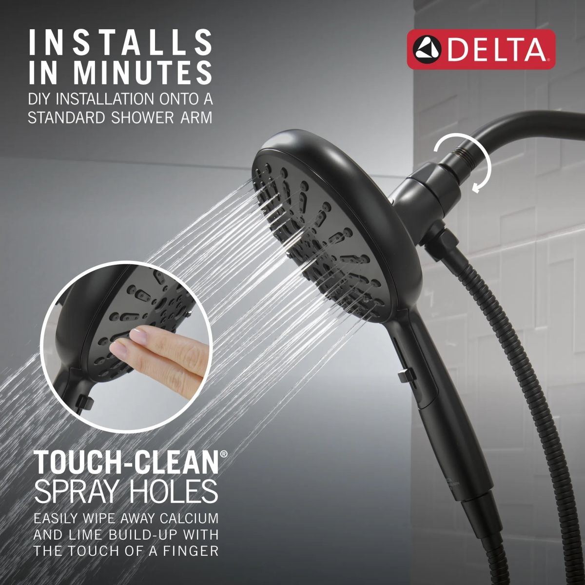 DELTA Universal Showering Components 7-Setting SureDock Magnetic Hand Shower — Matte Black
