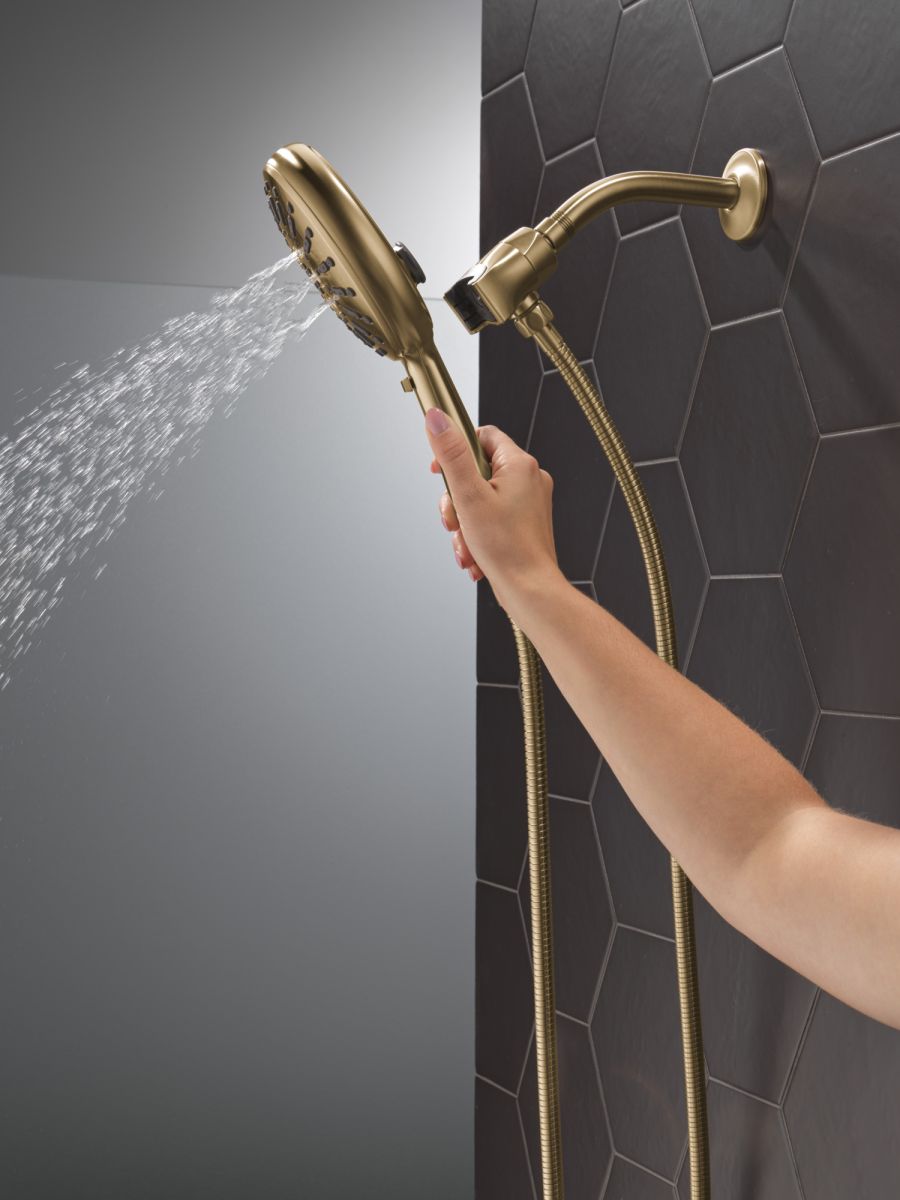 DELTA Universal Showering Components 7-Setting SureDock Magnetic Hand Shower — Lumicoat® Champagne Bronze