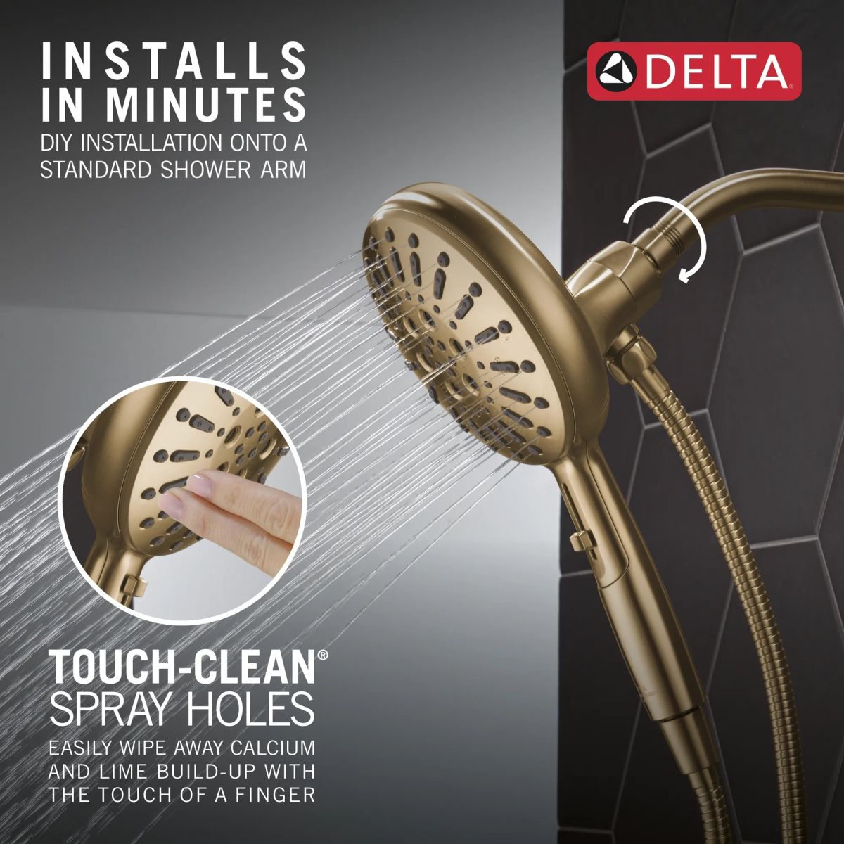 DELTA Universal Showering Components 7-Setting SureDock Magnetic Hand Shower — Lumicoat® Champagne Bronze