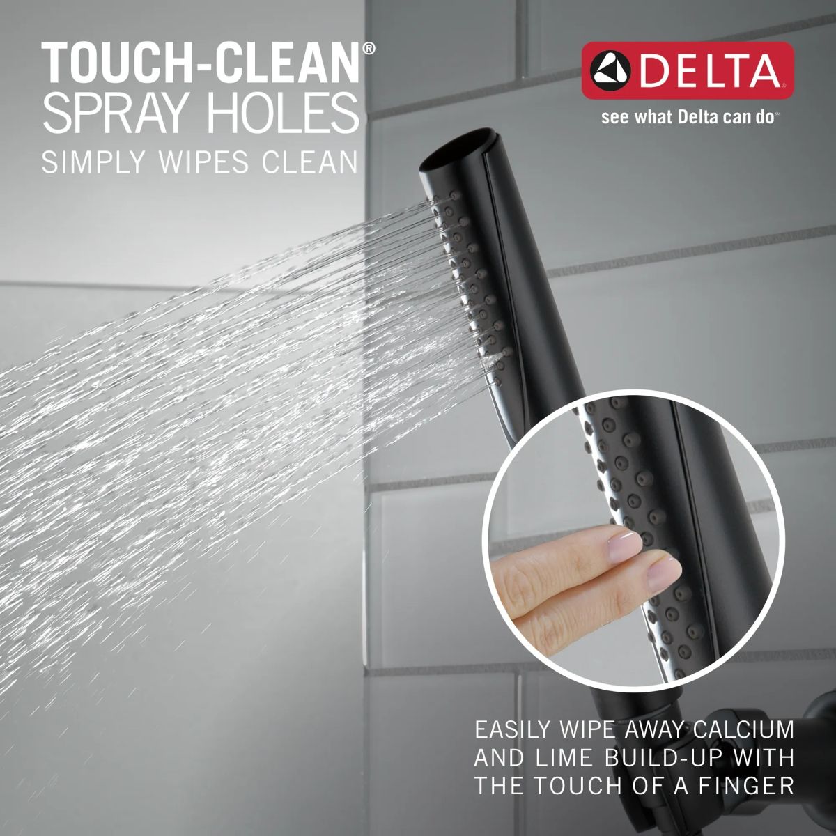DELTA Grail Premium Single-Setting Adjustable Wall Mount Hand Shower — Matte Black