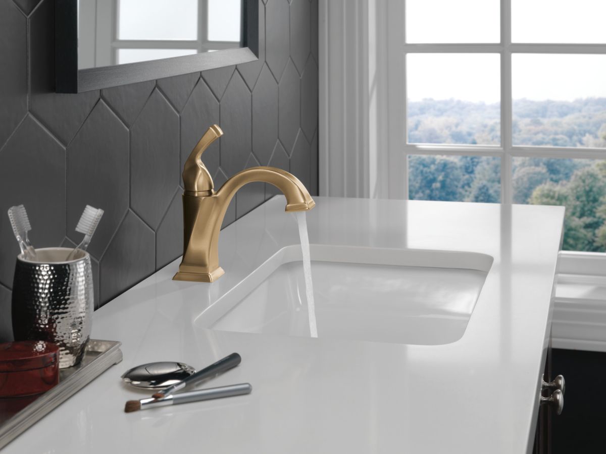DELTA Dryden Single Handle Bathroom Faucet — Champagne Bronze