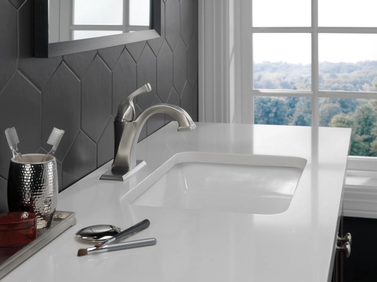DELTA Dryden Single Handle Bathroom Faucet — Stainless