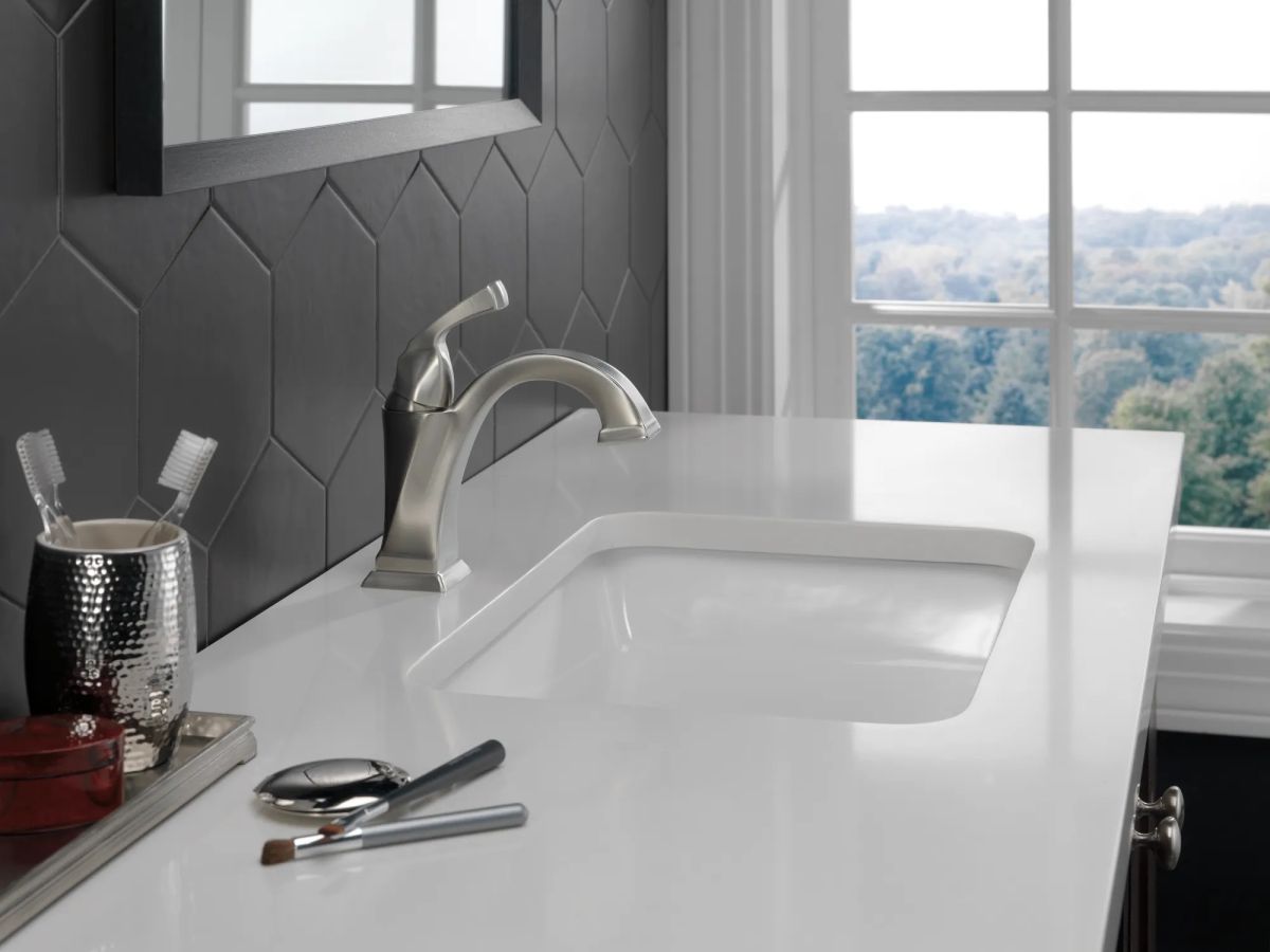 DELTA Dryden Single Handle Bathroom Faucet — Stainless