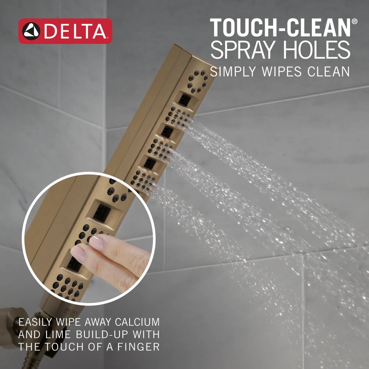DELTA Universal Showering Components H2OKINETIC 4-Setting Wall Mount Hand Shower — Lumicoat® Champagne Bronze