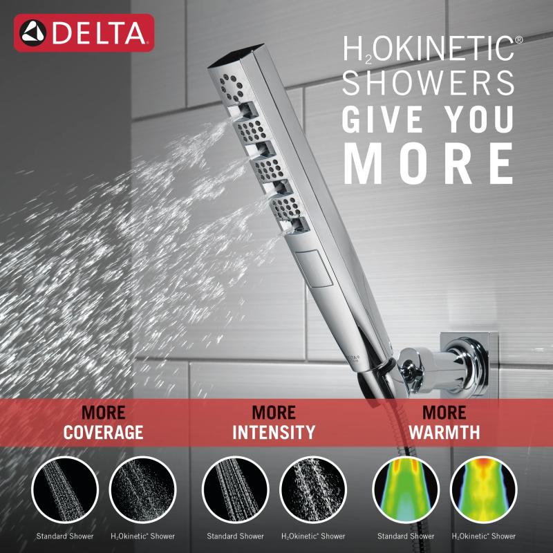 DELTA Universal Showering Components H2OKINETIC 4-Setting Wall Mount Hand Shower — Lumicoat® Chrome