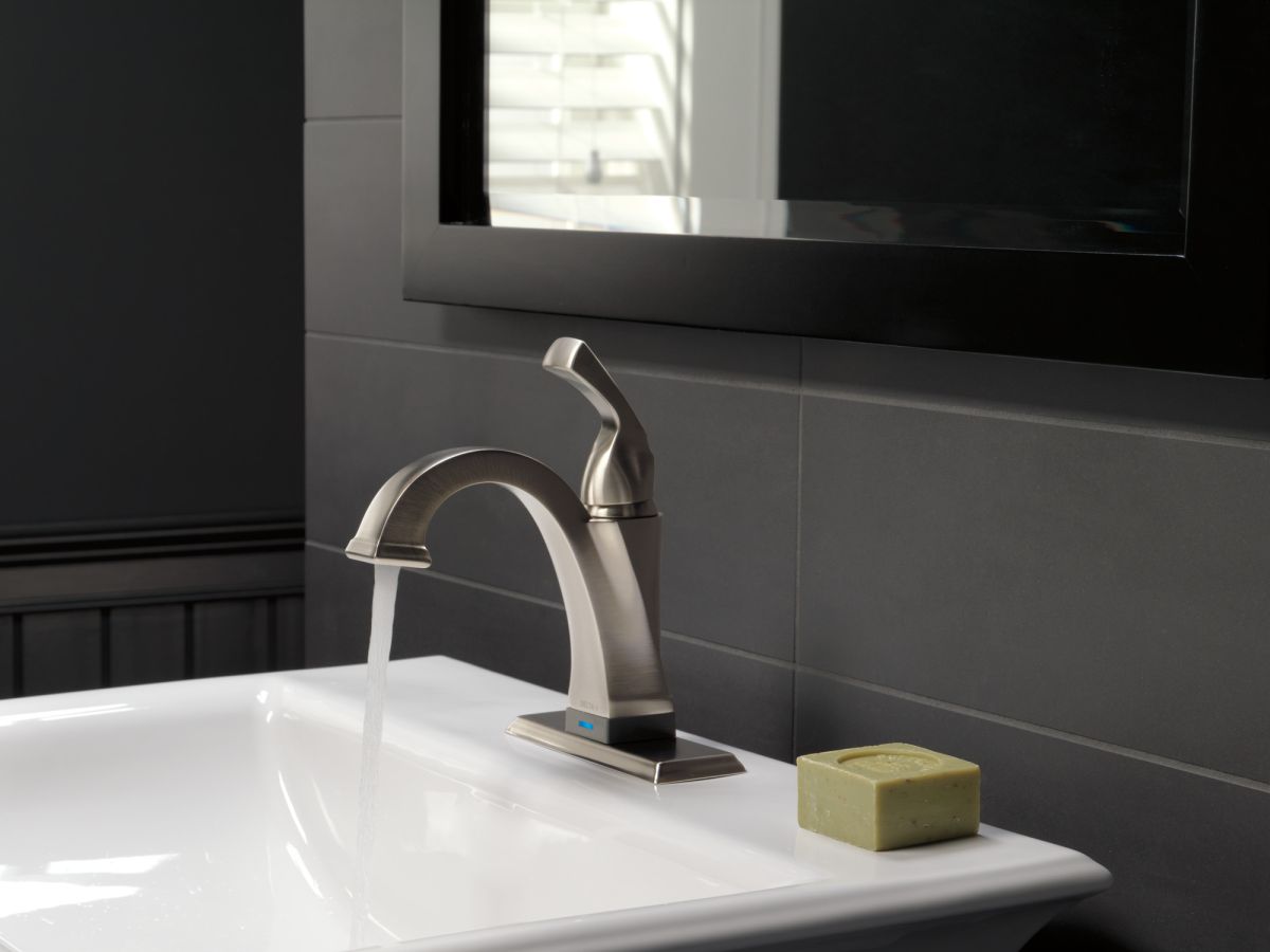 DELTA Dryden Touch2O Bathroom Faucet with Touchless Technology — Stainless