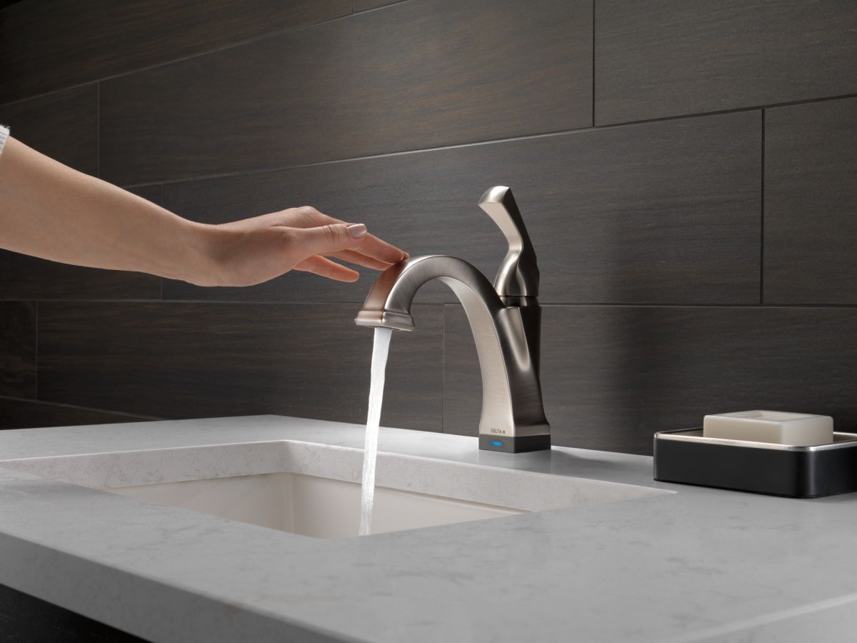 DELTA Dryden Touch2O Bathroom Faucet with Touchless Technology — Stainless