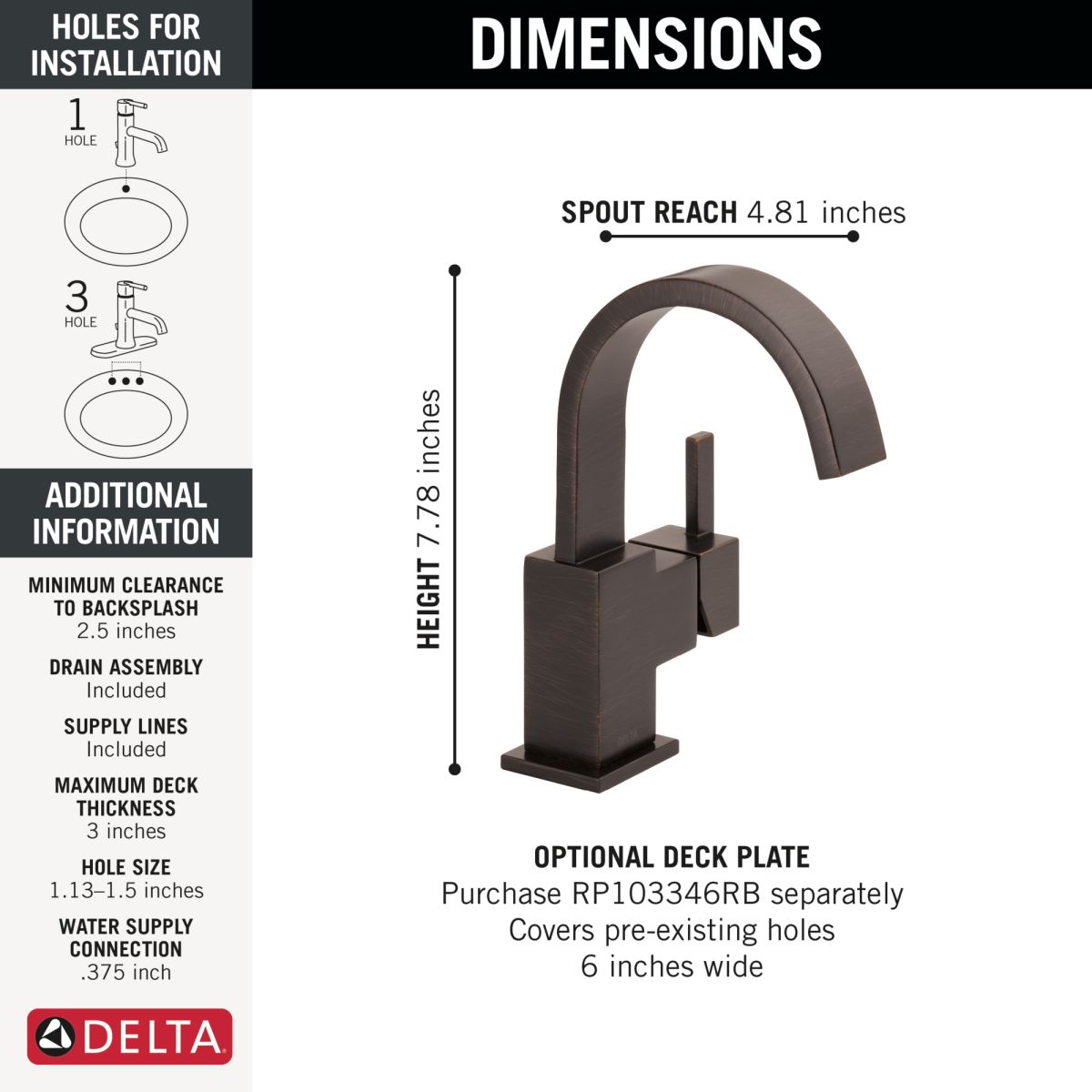 DELTA Vero Single Handle Bathroom Faucet — Venetian Bronze