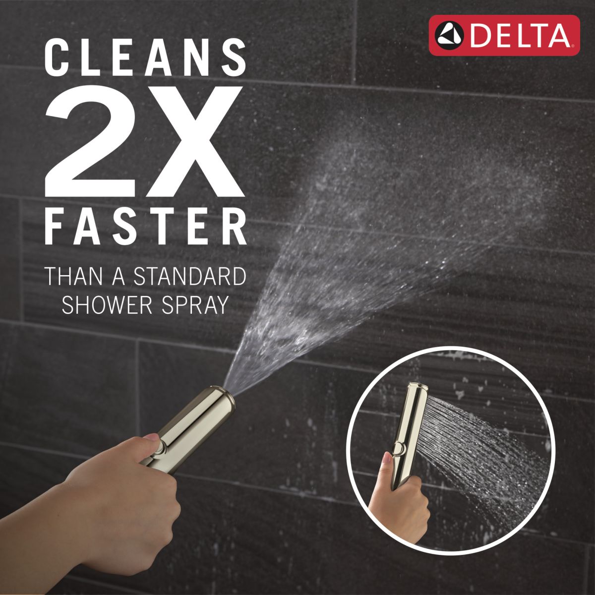 DELTA Universal Showering Components 2-Setting Hand Shower with ProClean Spray – Wall Mount — Lumicoat® Polished Nickel