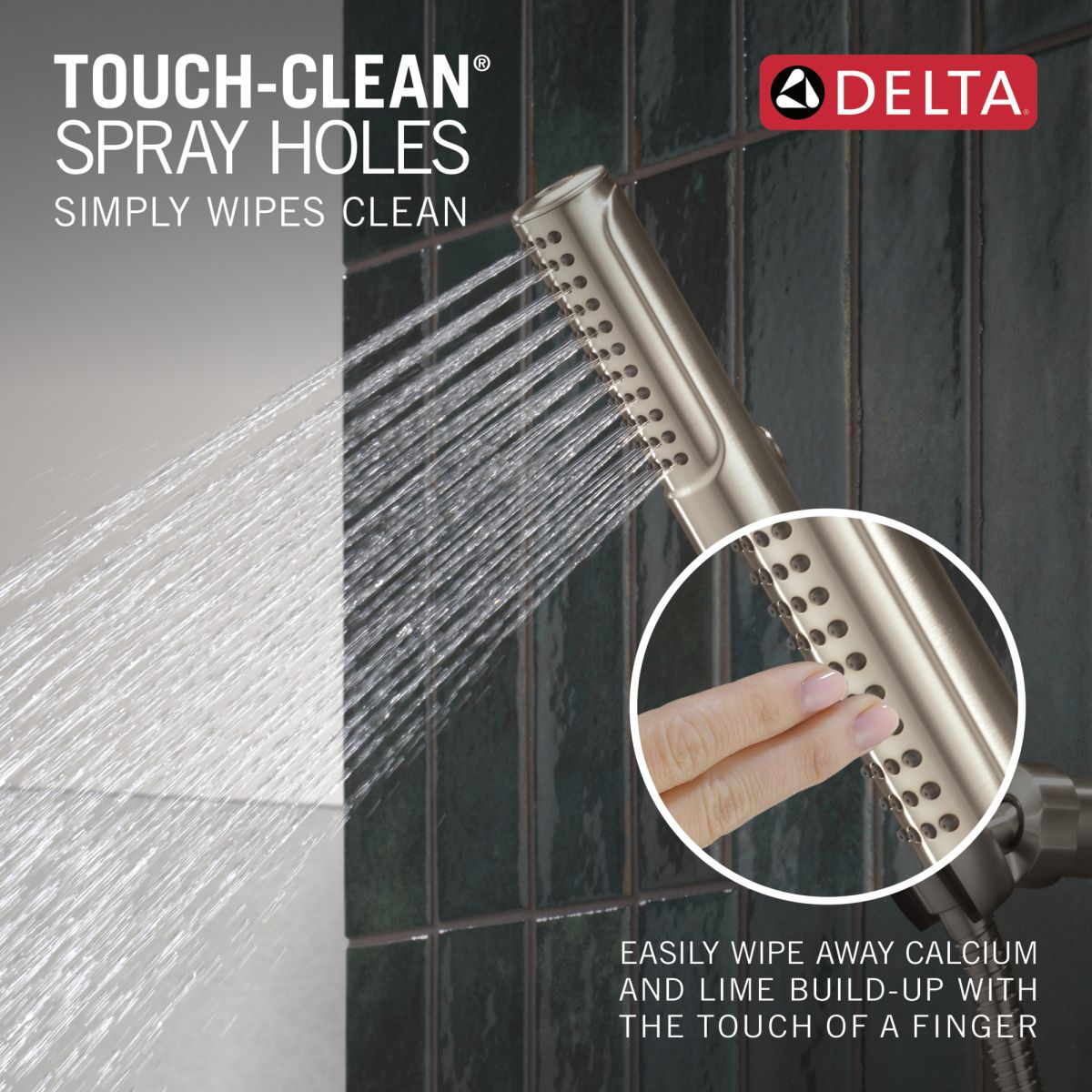 DELTA Universal Showering Components 2-Setting Hand Shower with ProClean Spray – Wall Mount — Lumicoat® Stainless