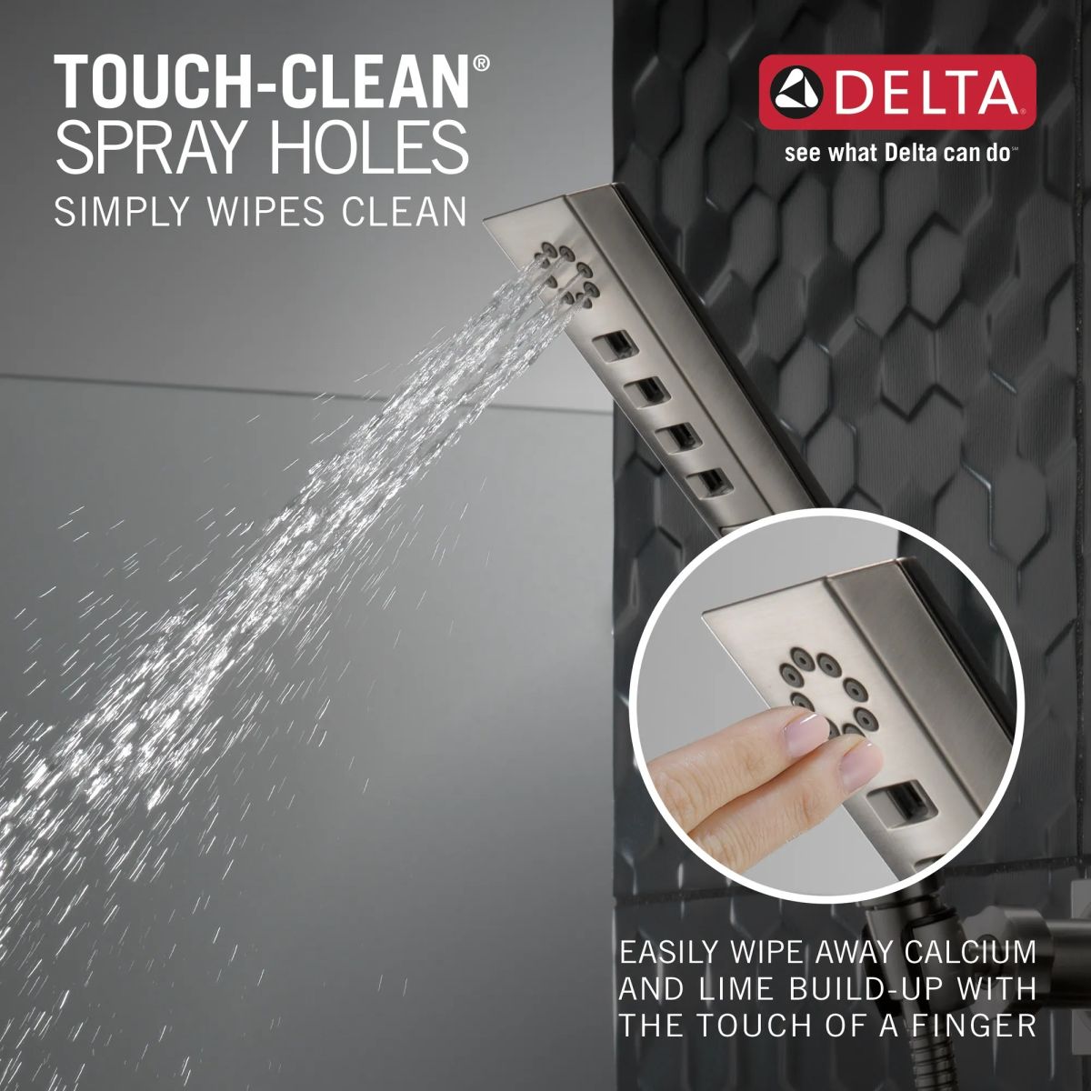 DELTA Universal Showering Components H2OKINETIC 3-Setting Wall Mount Hand Shower — Lumicoat® Stainless