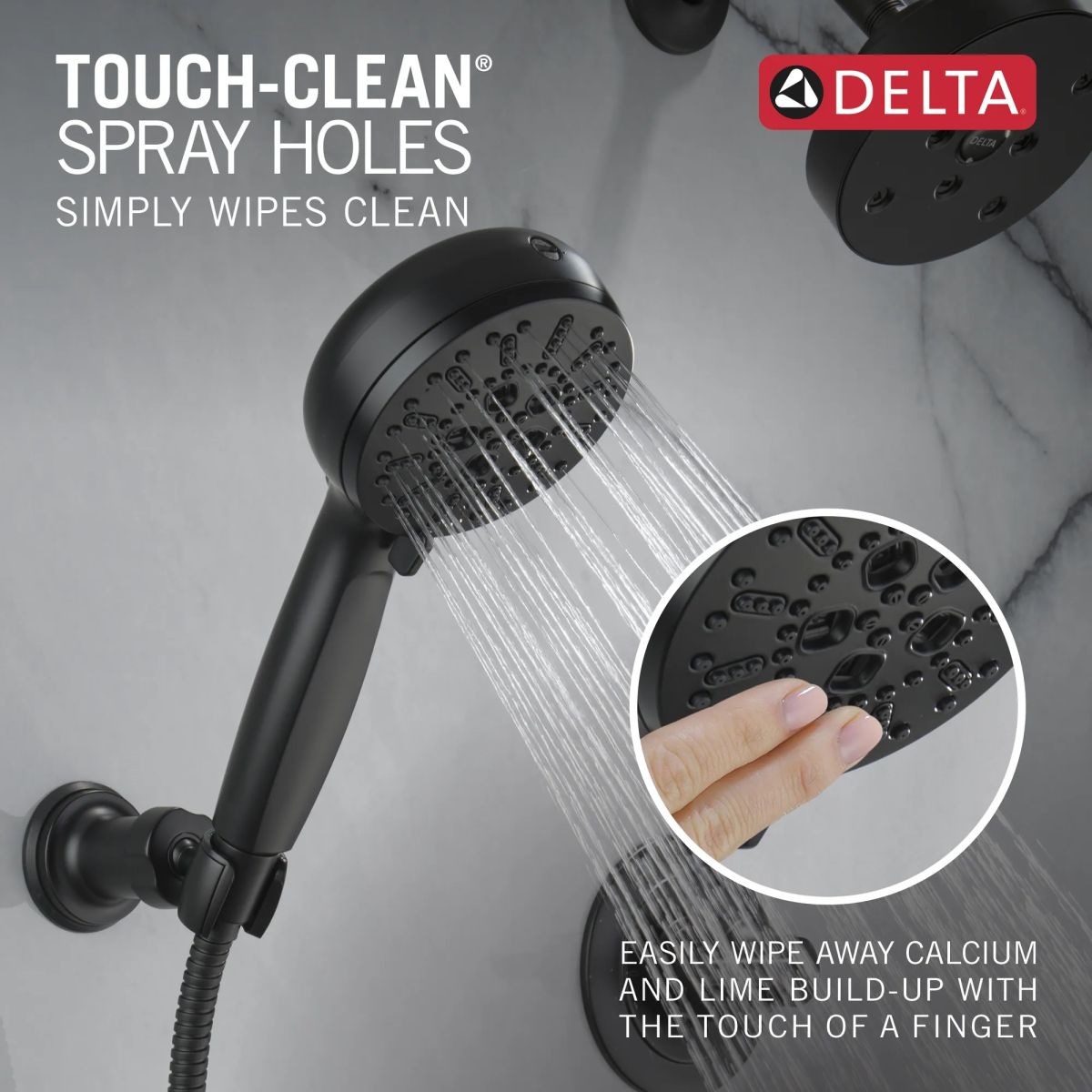 DELTA Universal Showering Components 7-Setting Wall Mount Hand Shower with Cleaning Spray — Matte Black