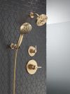 DELTA Universal Showering Components 7-Setting Wall Mount Hand Shower with Cleaning Spray — Lumicoat® Champagne Bronze