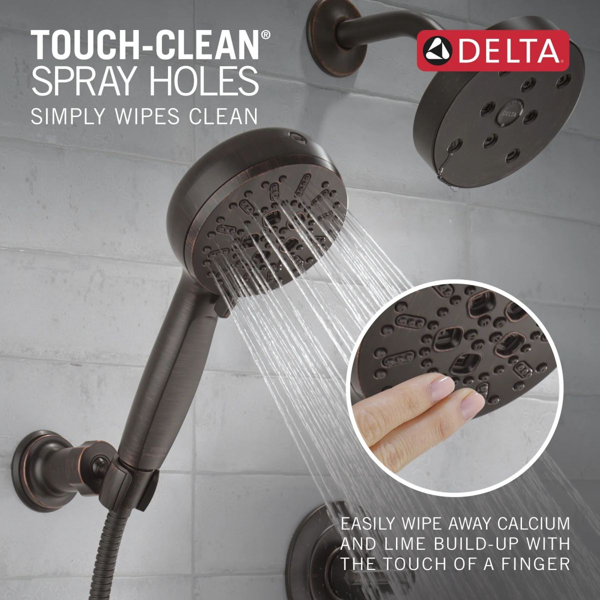 DELTA Universal Showering Components 7-Setting Wall Mount Hand Shower with Cleaning Spray — Venetian Bronze