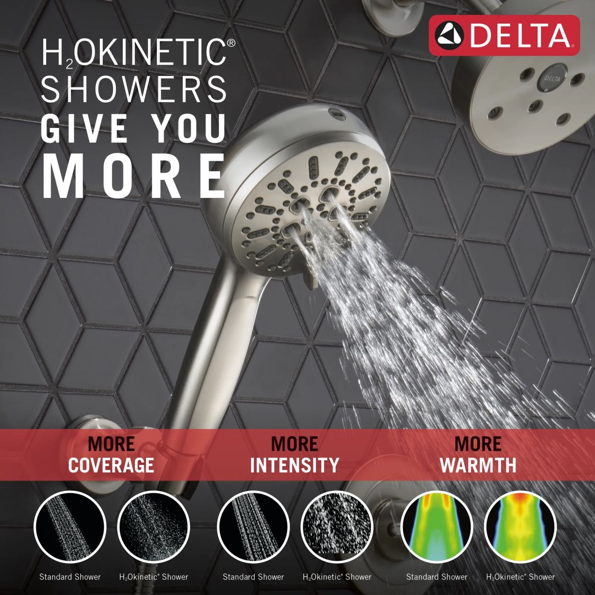 DELTA Universal Showering Components 7-Setting Wall Mount Hand Shower with Cleaning Spray — Lumicoat® Stainless
