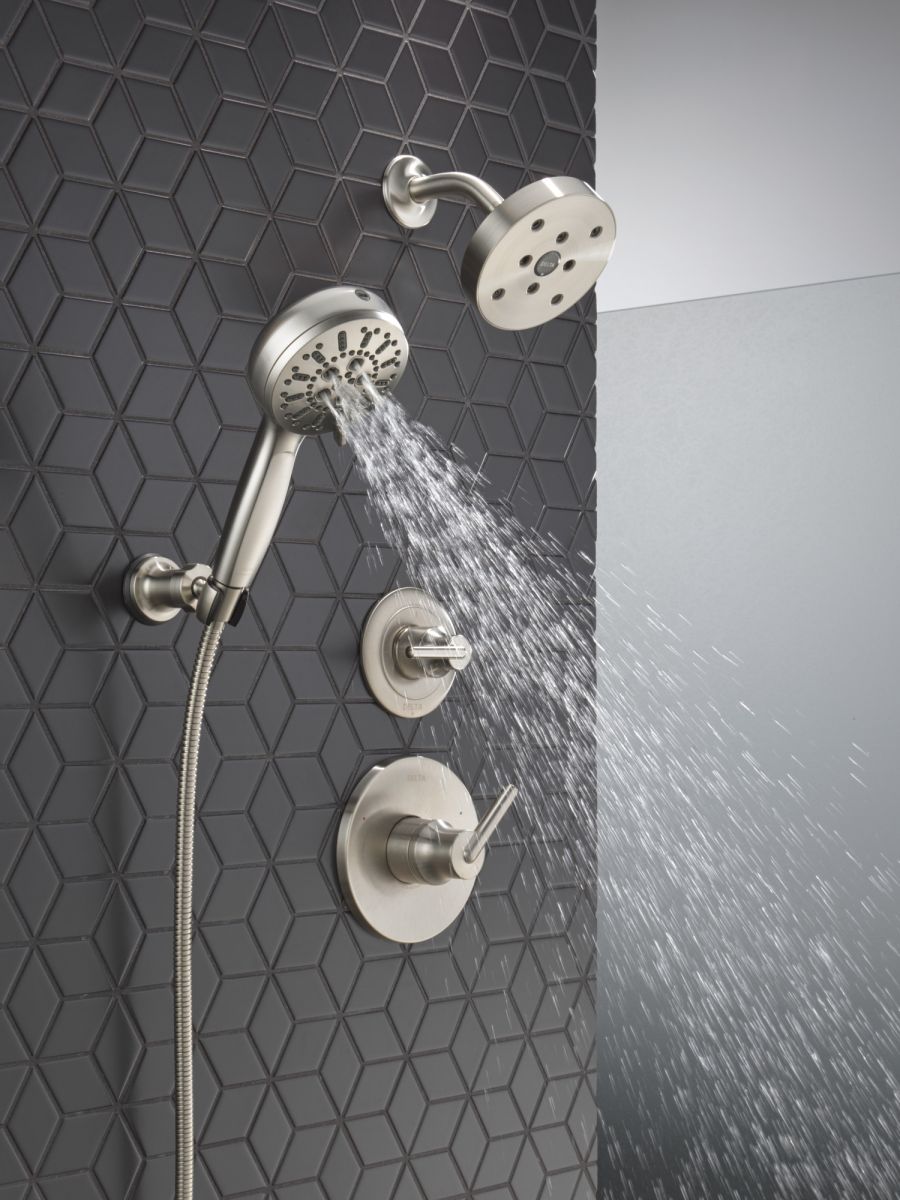 DELTA Universal Showering Components 7-Setting Wall Mount Hand Shower with Cleaning Spray — Lumicoat® Stainless